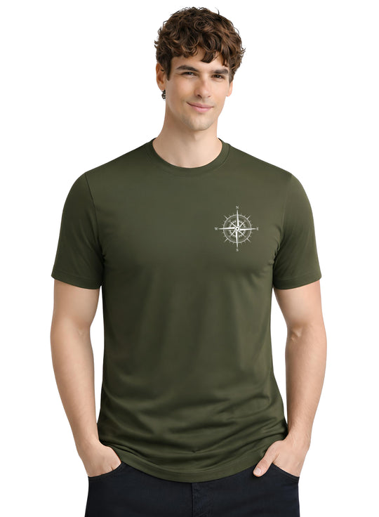 Adro Mens Chest Printed Tshirt | Minimal Graphic 100% Cotton Casual Travel T-shirt | Stylish Explorer Look Summer T shirt for Men