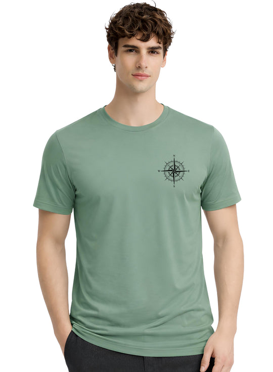 Adro Mens Chest Printed Tshirt | Minimal Graphic 100% Cotton Casual Travel T-shirt | Stylish Explorer Look Summer T shirt for Men