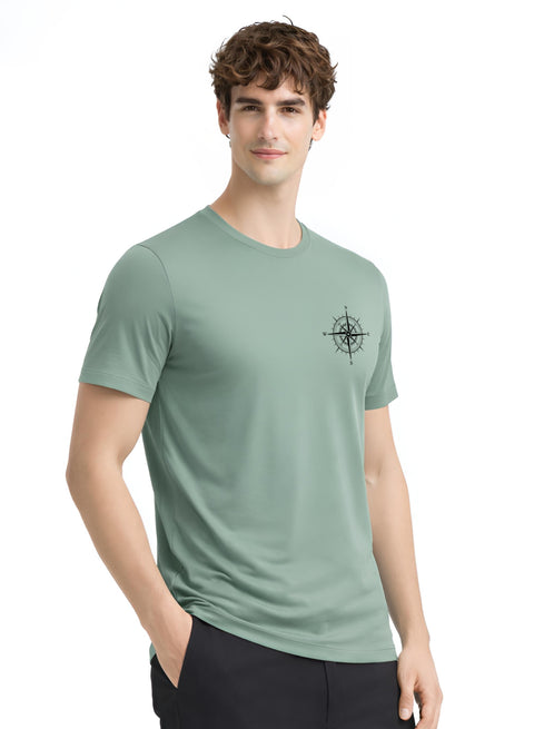 Adro Mens Chest Printed Tshirt | Minimal Graphic 100% Cotton Casual Travel T-shirt | Stylish Explorer Look Summer T shirt for Men