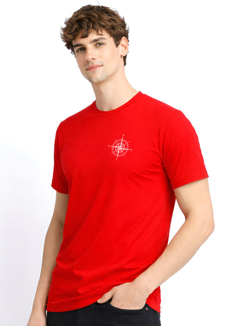 Adro Mens Chest Printed Tshirt | Minimal Graphic 100% Cotton Casual Travel T-shirt | Stylish Explorer Look Summer T shirt for Men