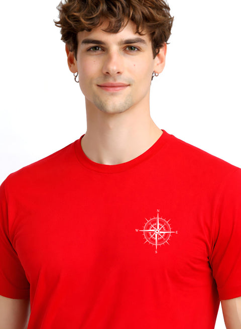 Adro Mens Chest Printed Tshirt | Minimal Graphic 100% Cotton Casual Travel T-shirt | Stylish Explorer Look Summer T shirt for Men