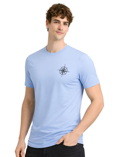 Adro Mens Chest Printed Tshirt | Minimal Graphic 100% Cotton Casual Travel T-shirt | Stylish Explorer Look Summer T shirt for Men