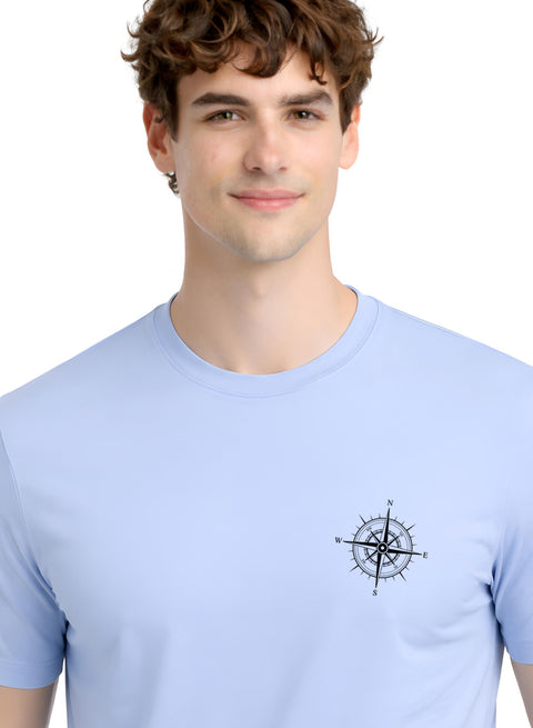 Adro Mens Chest Printed Tshirt | Minimal Graphic 100% Cotton Casual Travel T-shirt | Stylish Explorer Look Summer T shirt for Men