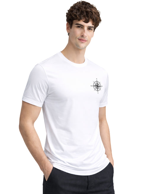 Adro Mens Chest Printed Tshirt | Minimal Graphic 100% Cotton Casual Travel T-shirt | Stylish Explorer Look Summer T shirt for Men