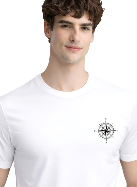 Adro Mens Chest Printed Tshirt | Minimal Graphic 100% Cotton Casual Travel T-shirt | Stylish Explorer Look Summer T shirt for Men