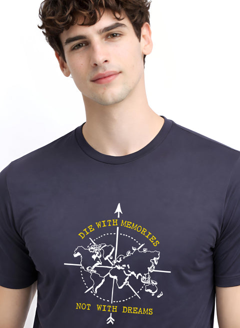 Adro Mens Printed T-Shirt | Graphic Cotton Regular Fit Tshirt for Summer | Stylish Casual Comfortable | Travel Quote T shirt for Men