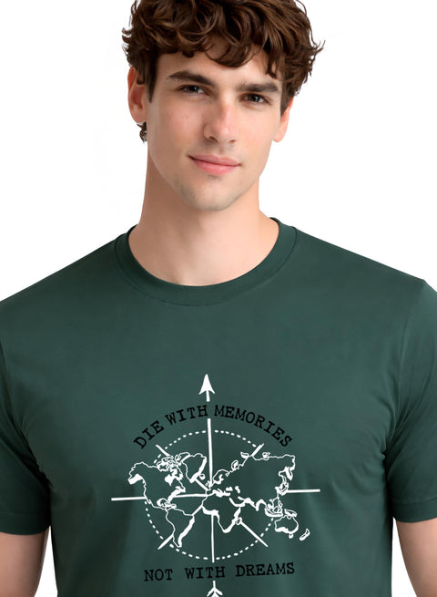 Adro Mens Printed T-Shirt | Graphic Cotton Regular Fit Tshirt for Summer | Stylish Casual Comfortable | Travel Quote T shirt for Men
