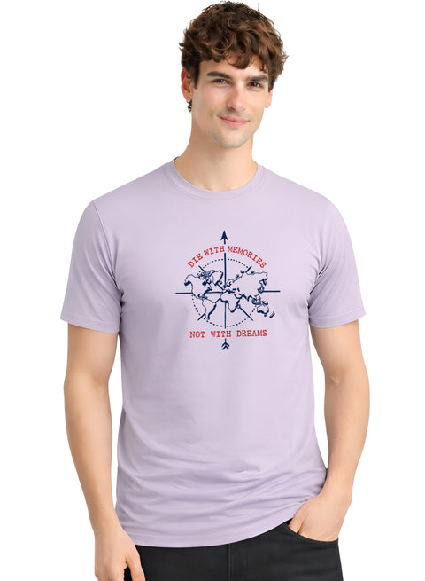 Adro Mens Printed T-Shirt | Graphic Cotton Regular Fit Tshirt for Summer | Stylish Casual Comfortable | Travel Quote T shirt for Men Lilac Grey