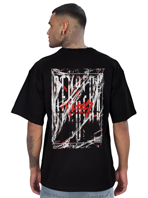 Adro Mens Printed Oversized Tshirts, Backside Printed Drop Shoulder Tshirt  – French Terry Fabric in 220 GSM for Casual Streetwear