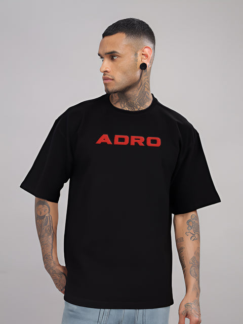 Adro Mens Printed Oversized Tshirts, Backside Printed Drop Shoulder Tshirt  – French Terry Fabric in 220 GSM for Casual Streetwear