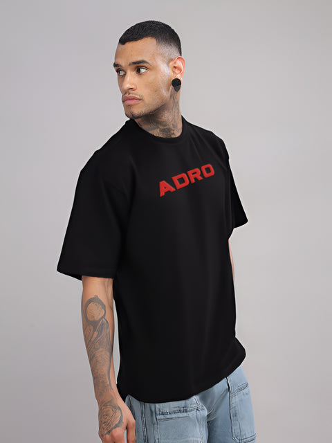 Adro Mens Printed Oversized Tshirts, Backside Printed Drop Shoulder Tshirt  – French Terry Fabric in 220 GSM for Casual Streetwear
