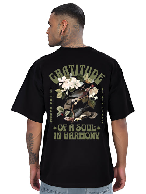 Adro Mens Printed Oversized Tshirts, Backside Printed Drop Shoulder Tshirt  – French Terry Fabric in 220 GSM for Casual Streetwear