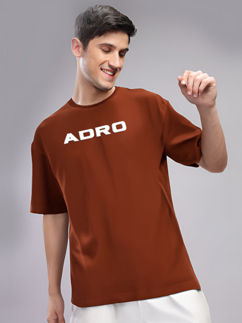 Adro Mens Printed Oversized Tshirts, Backside Printed Drop Shoulder Tshirt  – French Terry Fabric in 220 GSM for Casual Streetwear