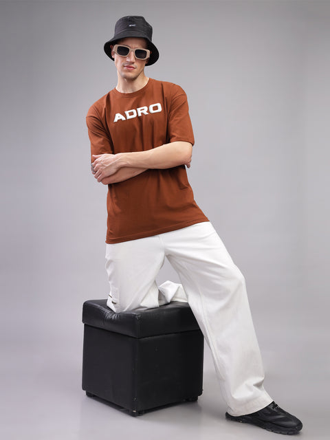 Adro Mens Printed Oversized Tshirts, Backside Printed Drop Shoulder Tshirt  – French Terry Fabric in 220 GSM for Casual Streetwear