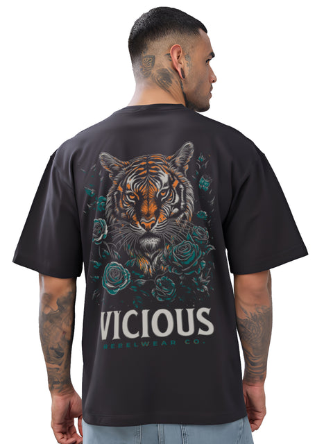 Adro Mens Printed Oversized Tshirts, Backside Printed Drop Shoulder Tshirt  – French Terry Fabric in 220 GSM for Casual Streetwear