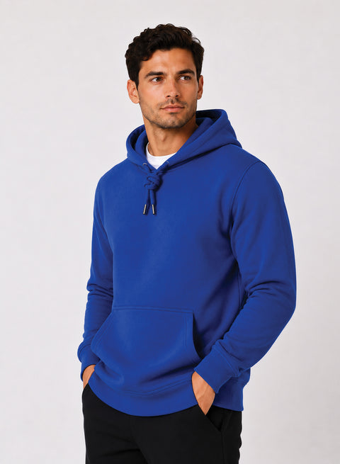 ADRO Hoodie for men | 300 GSM Cotton Fleece Warm & Soft Fabric | Mens Hoodies | Casual Sweatshirt for Winter, Travel & Collage | Regular Fit Hooded Pullover | Cobalt Blue