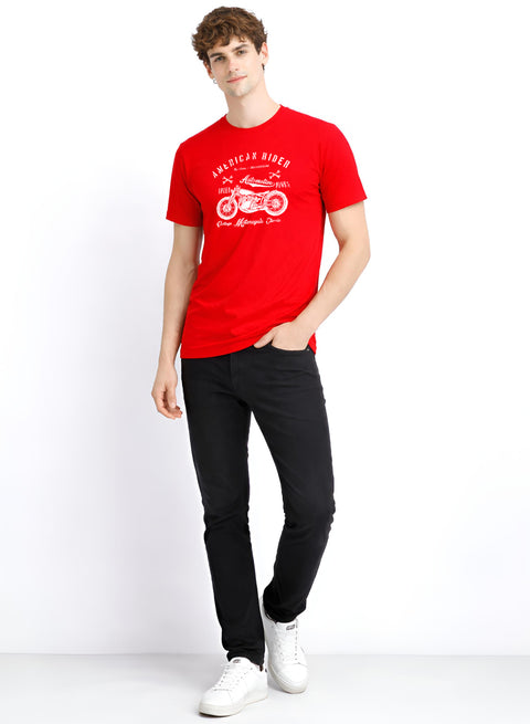 Adro Mens American Rider Printed T-Shirt | 100% Cotton T shirt for Bikers | Stylish Casual Tee Summer Regular Fit Biker Tshirt
