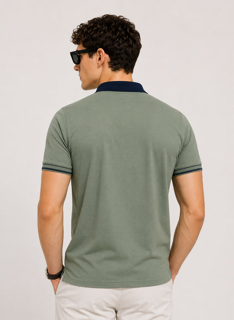 Mens Premium Cotton Polo T-Shirt | 220 GSM Soft Fabric | Casual stylish Look | Zipper Polo Design Polo T shirt | Polo Tshirt for All-Day Wear | Sea Sprey