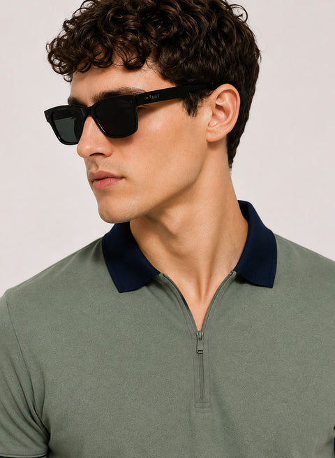 Mens Premium Cotton Polo T-Shirt | 220 GSM Soft Fabric | Casual stylish Look | Zipper Polo Design Polo T shirt | Polo Tshirt for All-Day Wear | Sea Sprey