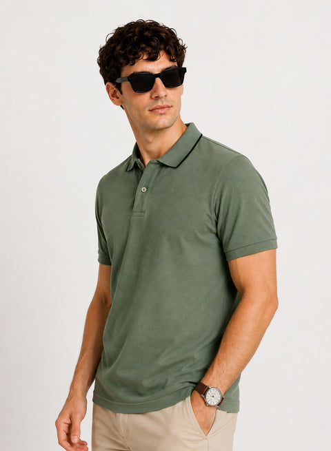 ADRO Mens Polo TShirt | Airtex Cotton Matty Fabric | Regular Fit | Breathable, Durable & Premium Casual Polo T-Shirt for Men | Sea Sprey