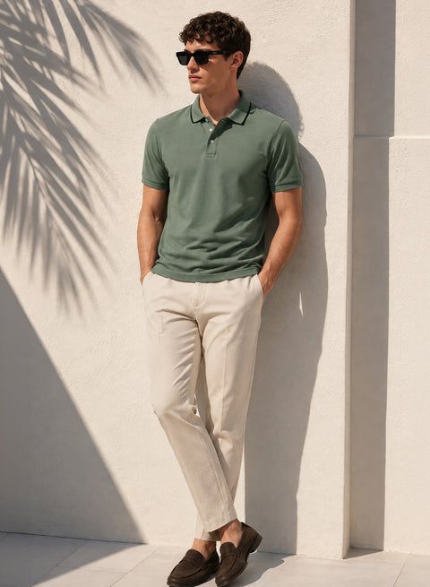 ADRO Mens Polo TShirt | Airtex Cotton Matty Fabric | Regular Fit | Breathable, Durable & Premium Casual Polo T-Shirt for Men | Sea Sprey