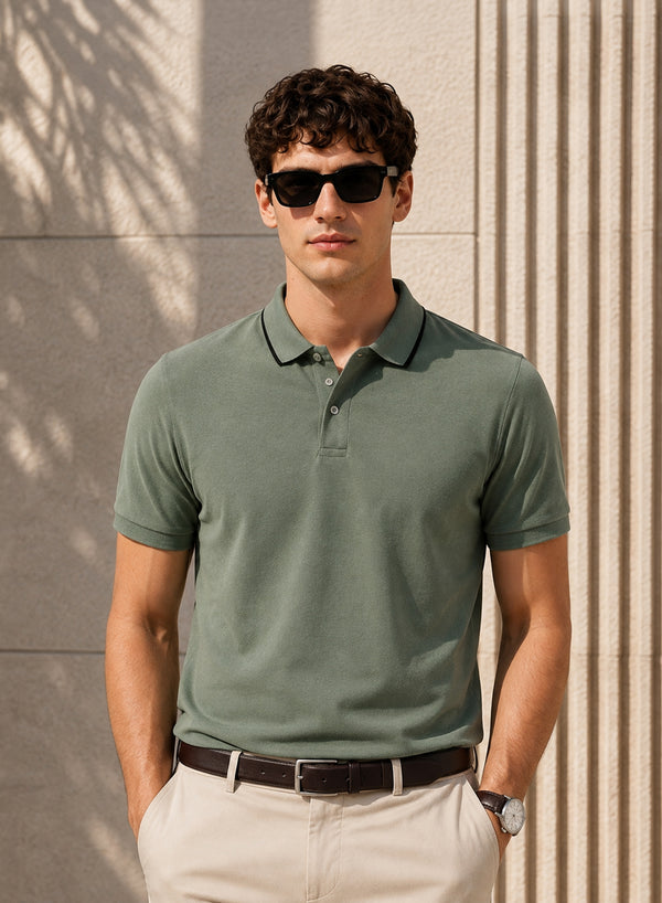 ADRO Mens Polo TShirt | Airtex Cotton Matty Fabric | Regular Fit | Breathable, Durable & Premium Casual Polo T-Shirt for Men | Sea Sprey