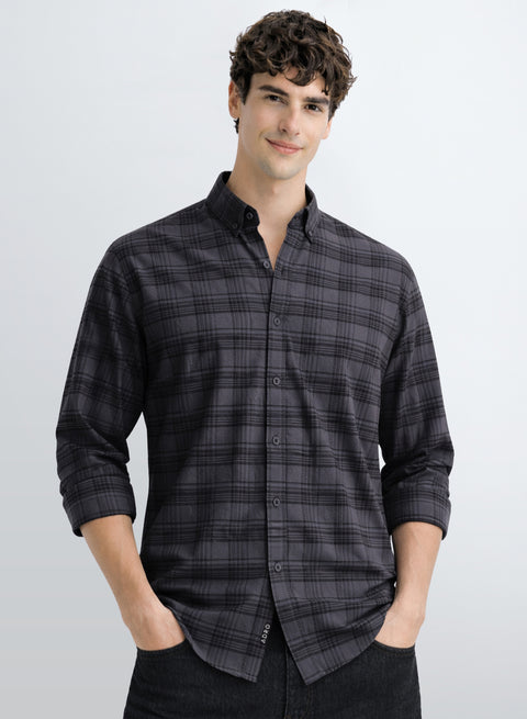 Adro Men’s Casual Shirt | Premium Cotton | Everyday Comfort Black, Grey