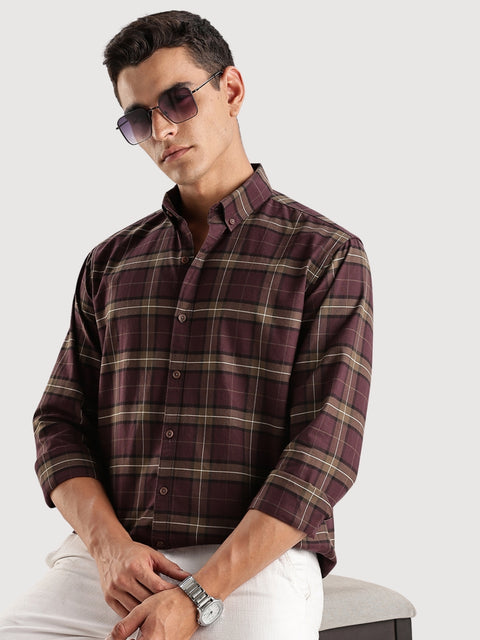 Adro Mens Casual Shirts - Checkered Shirt in Regular Fit| Cotton Casual Shirt for Men