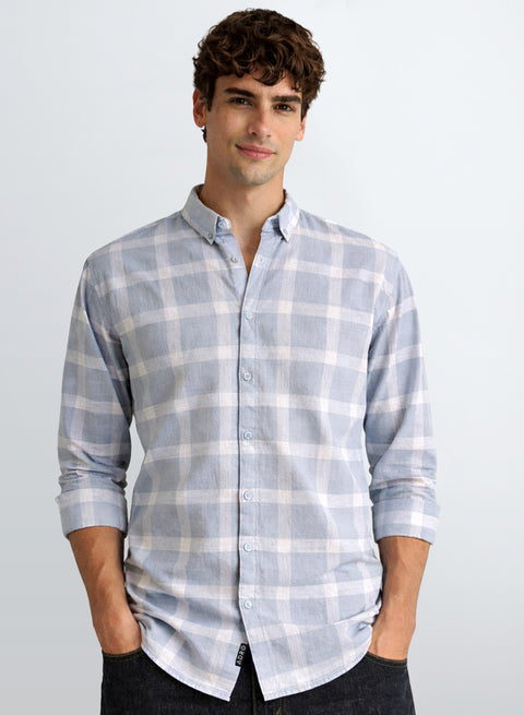 Adro Men’s Casual Shirt | Premium Cotton | Everyday Comfort Sky Blue, White