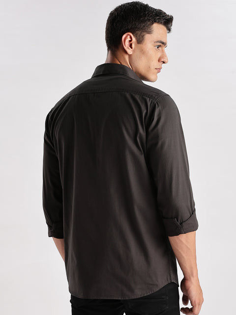 Adro Cargo Shirt for Men | Double Pocket Mens Casual Shirt | 100% Cotton Plain Shirt | Full Sleeve Shirt | Summer - Regular Fit Shirt