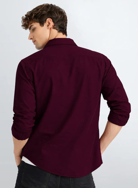 ADRO Mens Cargo Shirts in Regular Fit | Smart Dual Chest Pockets | Military Jacket Style | Maroon Shacket Style Cotton Printed Shirt
