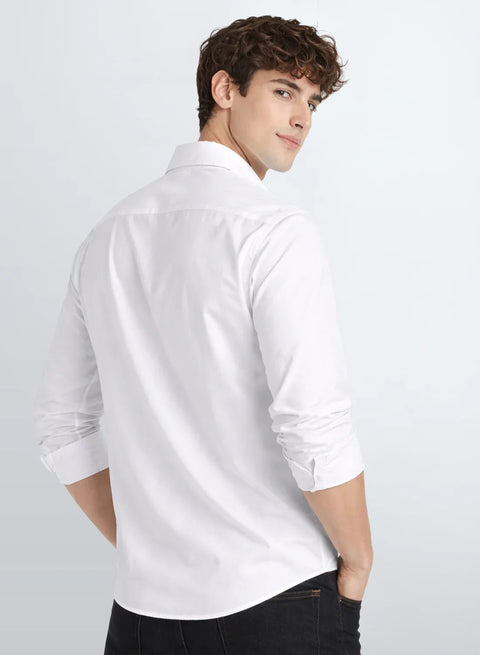 ADRO Mens Cargo Shirts in Regular Fit | Smart Dual Chest Pockets | Military Jacket Style | White Shacket Style Cotton Printed Shirt