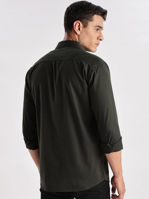 Adro Cargo Shirt for Men | Double Pocket Mens Casual Shirt | 100% Cotton Plain Shirt | Full Sleeve Shirt | Summer - Regular Fit Shirt