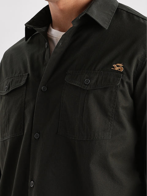 Adro Cargo Shirt for Men | Double Pocket Mens Casual Shirt | 100% Cotton Plain Shirt | Full Sleeve Shirt | Summer - Regular Fit Shirt