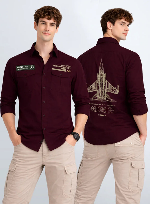 ADRO Mens Cargo Shirts in Regular Fit | Smart Dual Chest Pockets | Summer Military Jacket Style | Shacket Style Cotton Printed Shirt