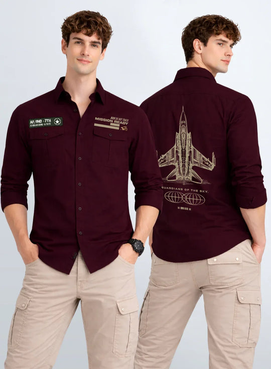 ADRO Mens Cargo Shirts in Regular Fit | Smart Dual Chest Pockets | Summer Military Jacket Style | Shacket Style Cotton Printed Shirt