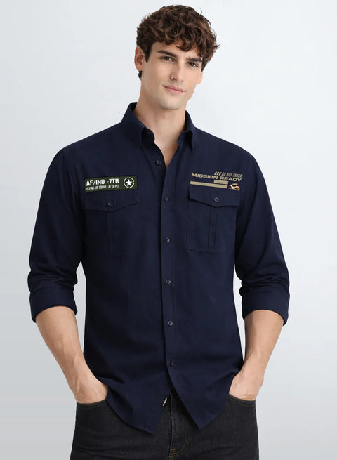 ADRO Mens Cargo Shirts in Regular Fit | Smart Dual Chest Pockets | Summer Military Jacket Style | Shacket Style Cotton Printed Shirt