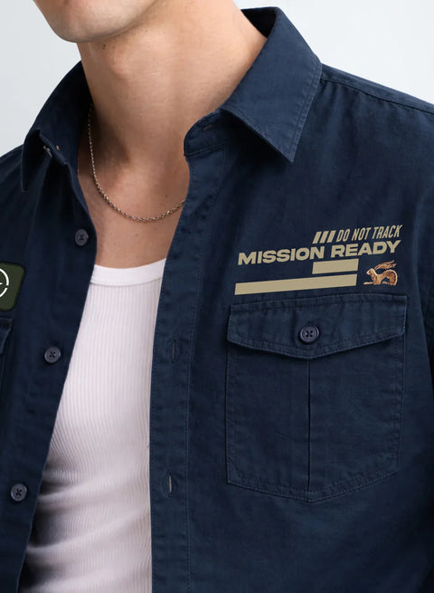 ADRO Mens Cargo Shirts in Regular Fit | Smart Dual Chest Pockets | Summer Military Jacket Style | Shacket Style Cotton Printed Shirt