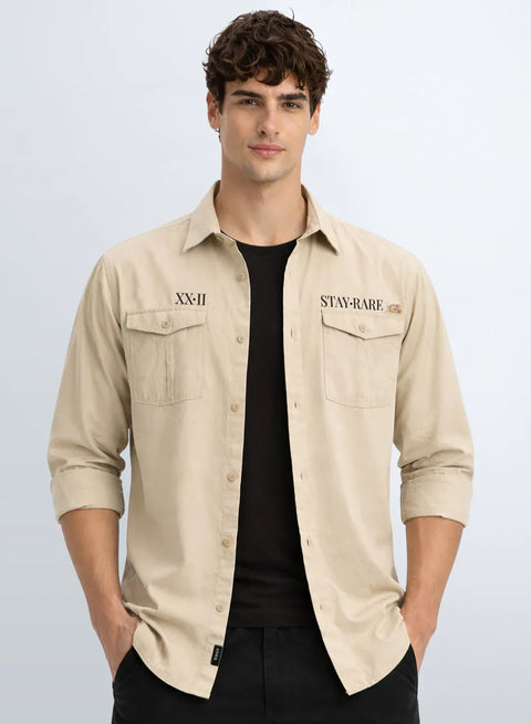 ADRO Mens Cargo Shirts in Regular Fit | Smart Dual Chest Pockets | Stylish Military Jacket Design | Shacket Style Cotton Printed Shirt