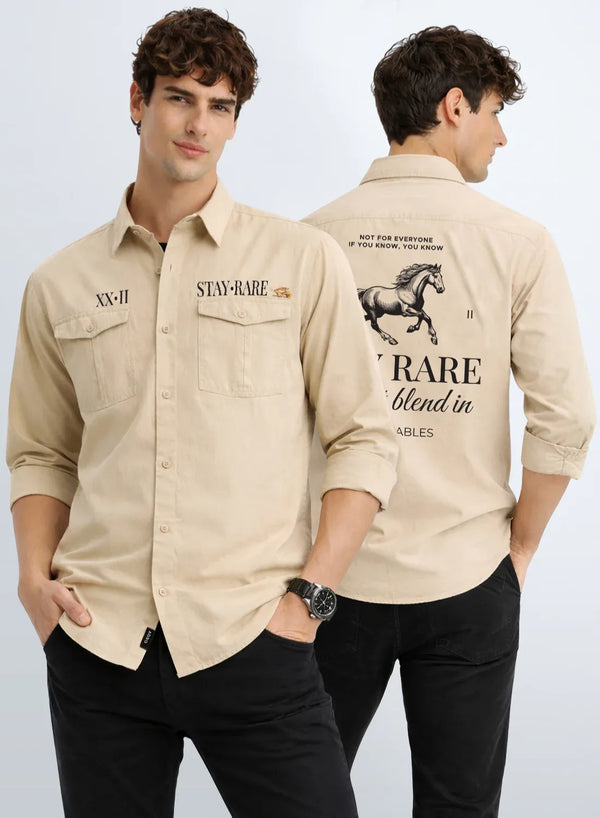 ADRO Mens Cargo Shirts in Regular Fit | Smart Dual Chest Pockets | Stylish Military Jacket Design | Shacket Style Cotton Printed Shirt