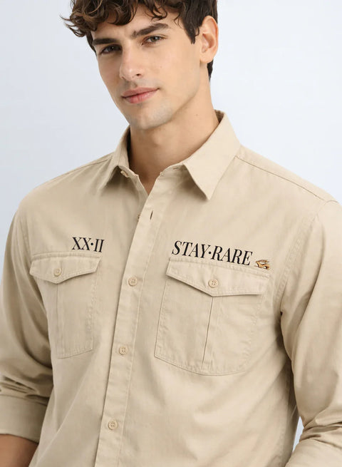 ADRO Mens Cargo Shirts in Regular Fit | Smart Dual Chest Pockets | Stylish Military Jacket Design | Shacket Style Cotton Printed Shirt