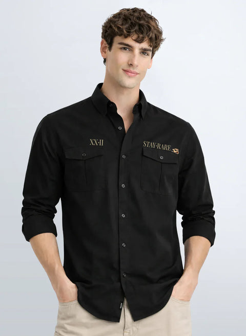 ADRO Mens Cargo Shirts in Regular Fit | Smart Dual Chest Pockets | Stylish Military Jacket Design | Shacket Style Cotton Printed Shirt