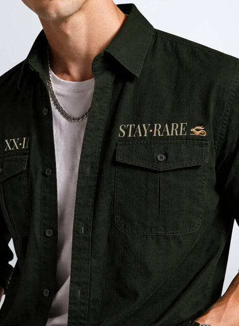 ADRO Mens Cargo Shirts in Regular Fit | Smart Dual Chest Pockets | Stylish Military Jacket Design | Shacket Style Cotton Printed Shirt