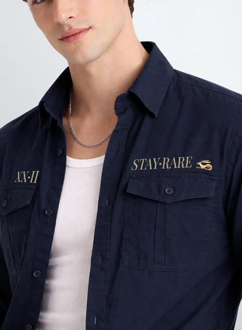 ADRO Mens Cargo Shirts in Regular Fit | Smart Dual Chest Pockets | Stylish Military Jacket Design | Shacket Style Cotton Printed Shirt