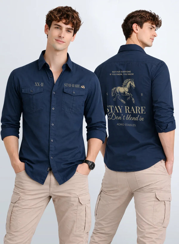 ADRO Mens Cargo Shirts in Regular Fit | Smart Dual Chest Pockets | Stylish Military Jacket Design | Shacket Style Cotton Printed Shirt