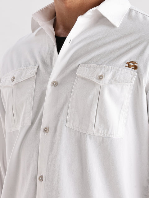 Adro Cargo Shirt for Men | Double Pocket Mens Casual Shirt | 100% Cotton Plain Shirt | Full Sleeve Shirt | Summer - Regular Fit Shirt