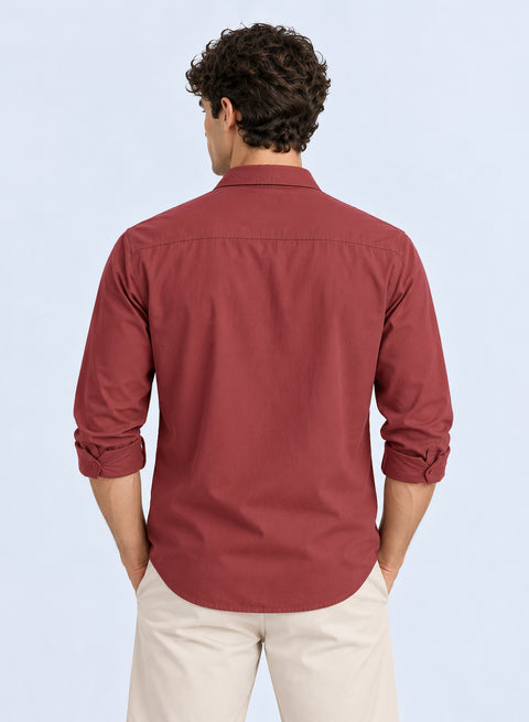 ADRO Cargo Shirts for Men | Full Sleeve Button Down Utility Pockets Cargo Shirt | Dusty Rose | Regular Fit | Casual Shacket Style