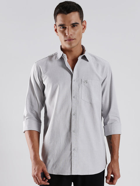 Adro Men's Cotton Full Sleeve Regular Fit Casual Solid Shirt (Regular Fit | Solid Oxford Grey Shirt | All Day Fresh)