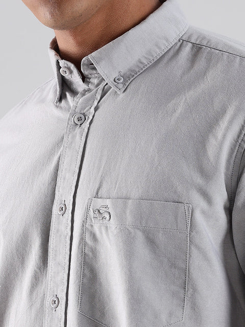 Adro Men's Cotton Full Sleeve Regular Fit Casual Solid Shirt (Regular Fit | Solid Oxford Grey Shirt | All Day Fresh)
