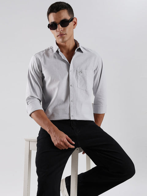 Adro Men's Cotton Full Sleeve Regular Fit Casual Solid Shirt (Regular Fit | Solid Oxford Grey Shirt | All Day Fresh)